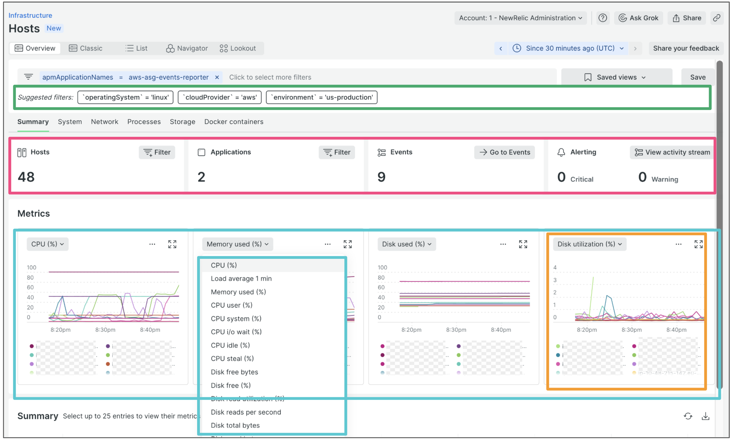 A screenshot showing the infrastructure monitoring experience.