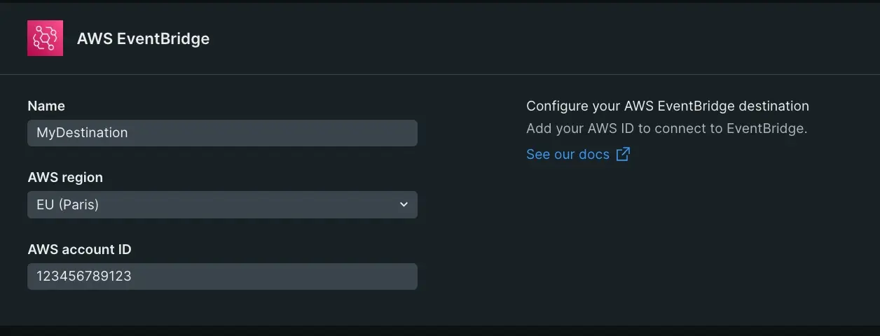 AWS EventBridge destination