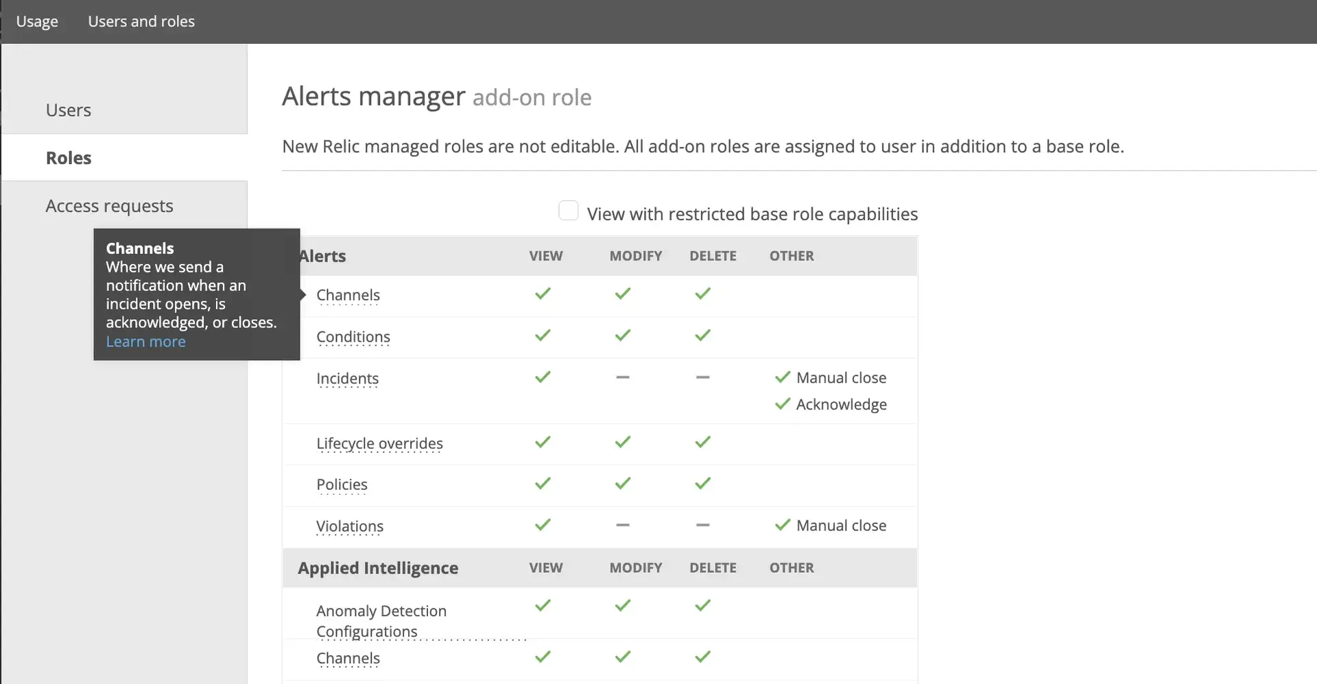 Original user model add-on roles UI