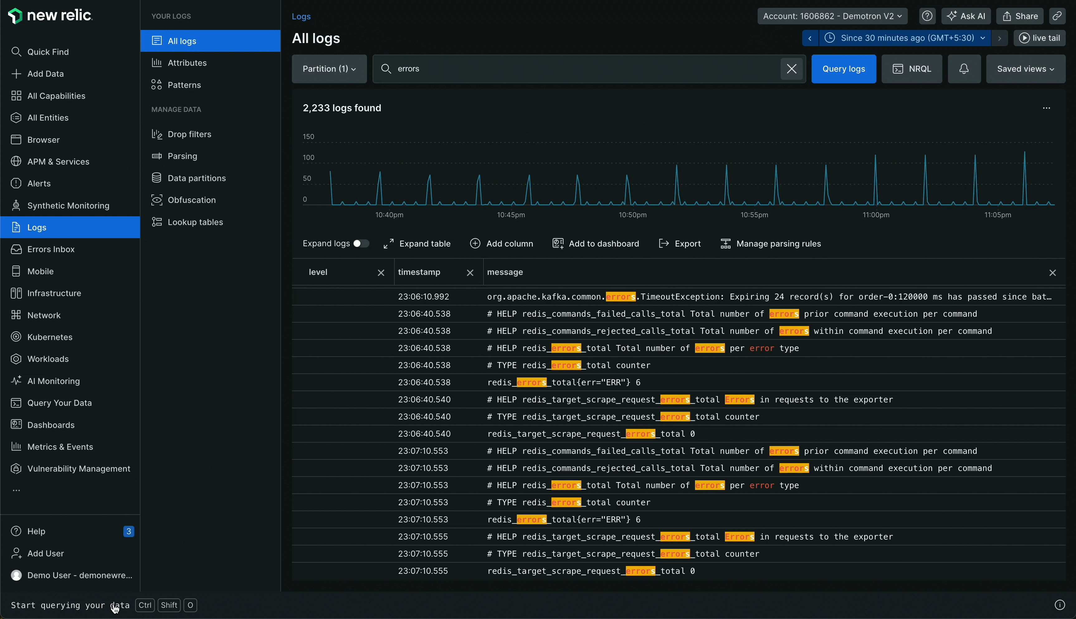 A screenshot showing how to query New Relic AI