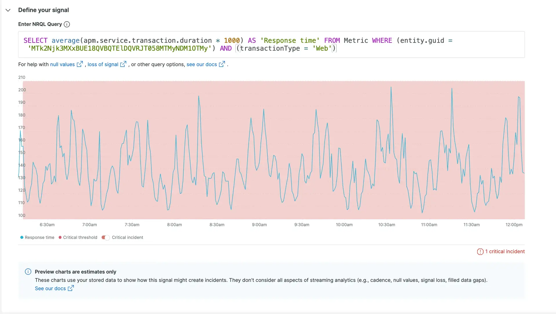 A screenshot that shows you how to define your signal