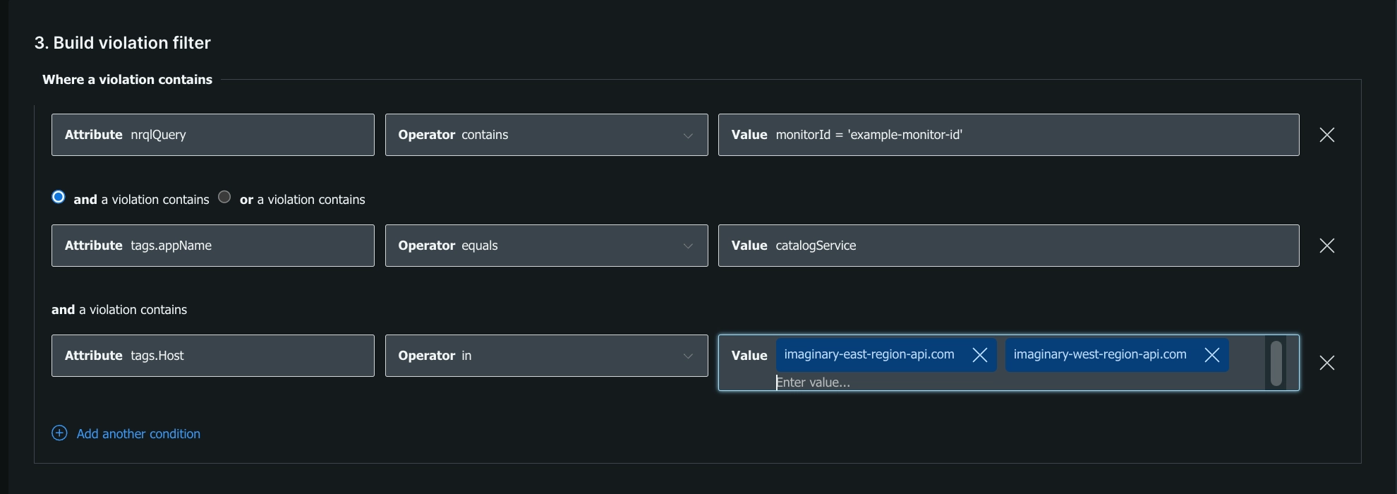 Muting rule edit screen