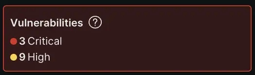 A screenshot depicting the apm vulnerabilities summary tile