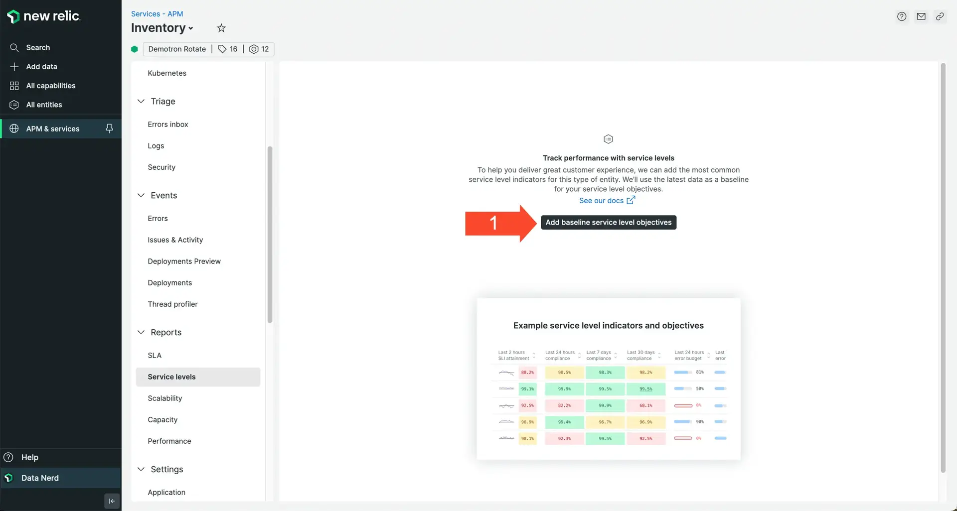 Service levels start from APM