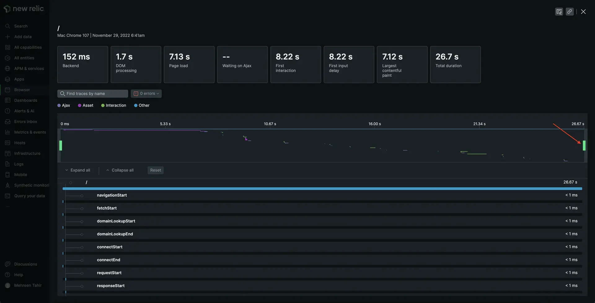 adjust trace timeline