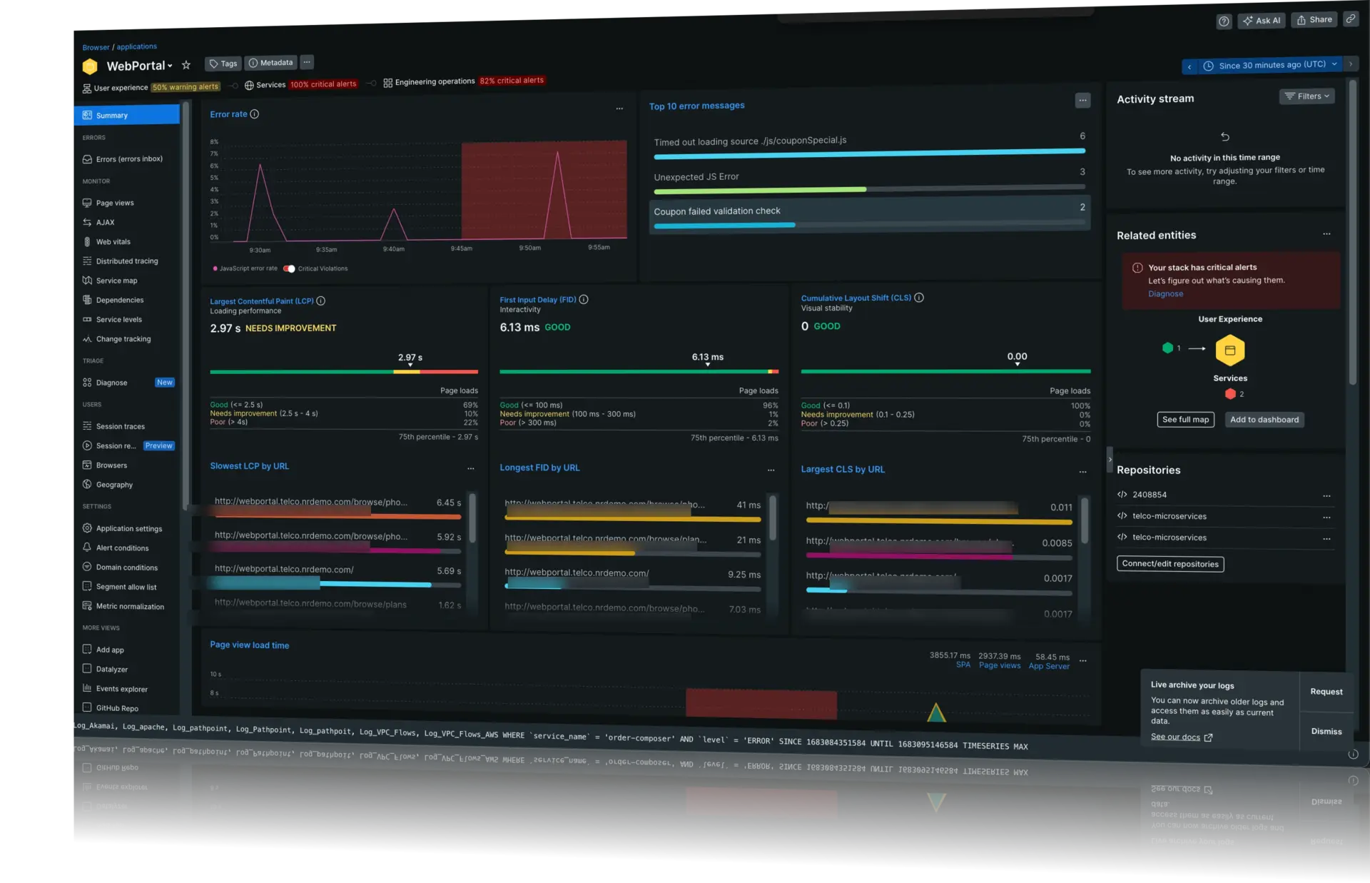 New Relic browser