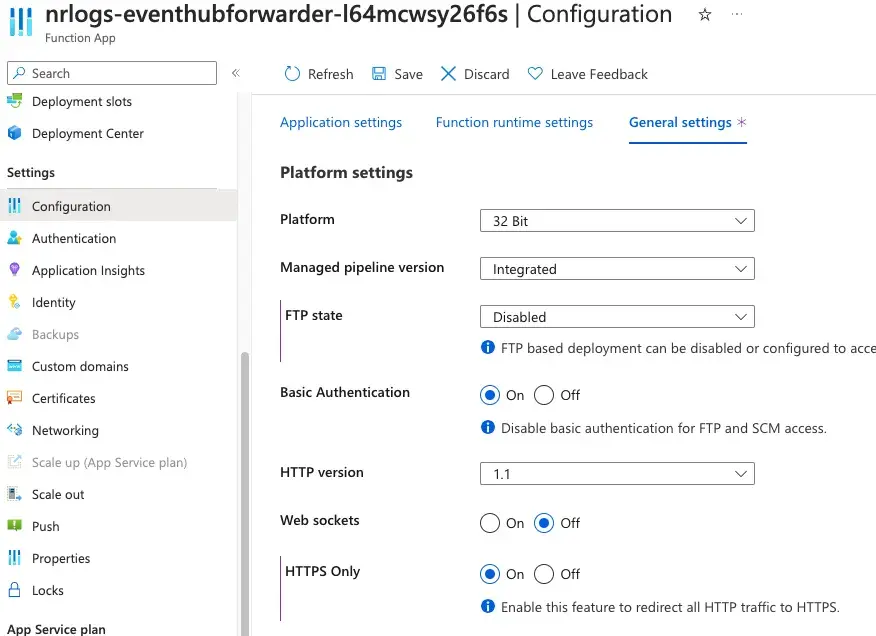 Enforcing HTTPS to the Function App