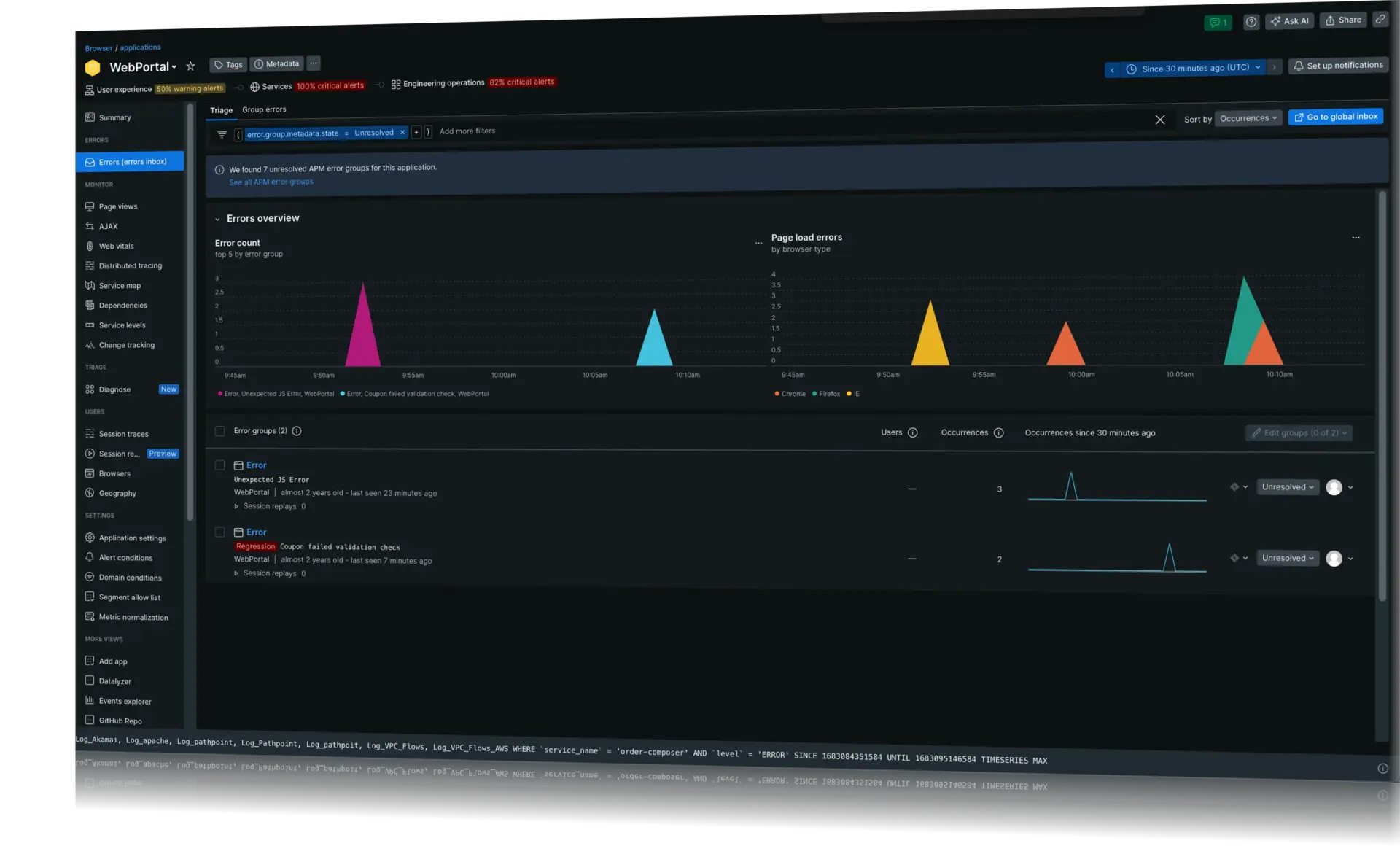 New Relic Errors inbox