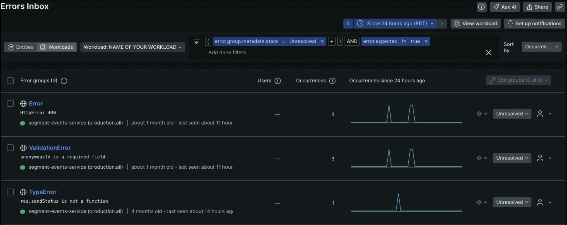 A screenshot depicting step 3 of creating a workload