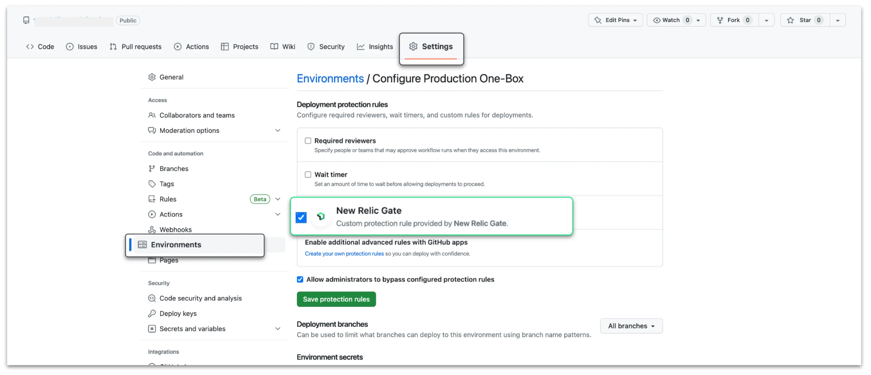 GitHub settings page.