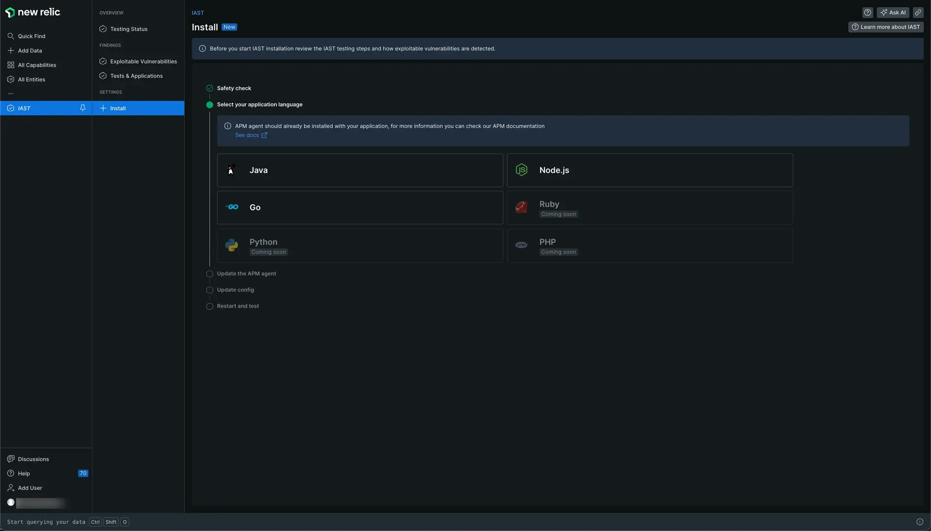 Install New Relic IAST