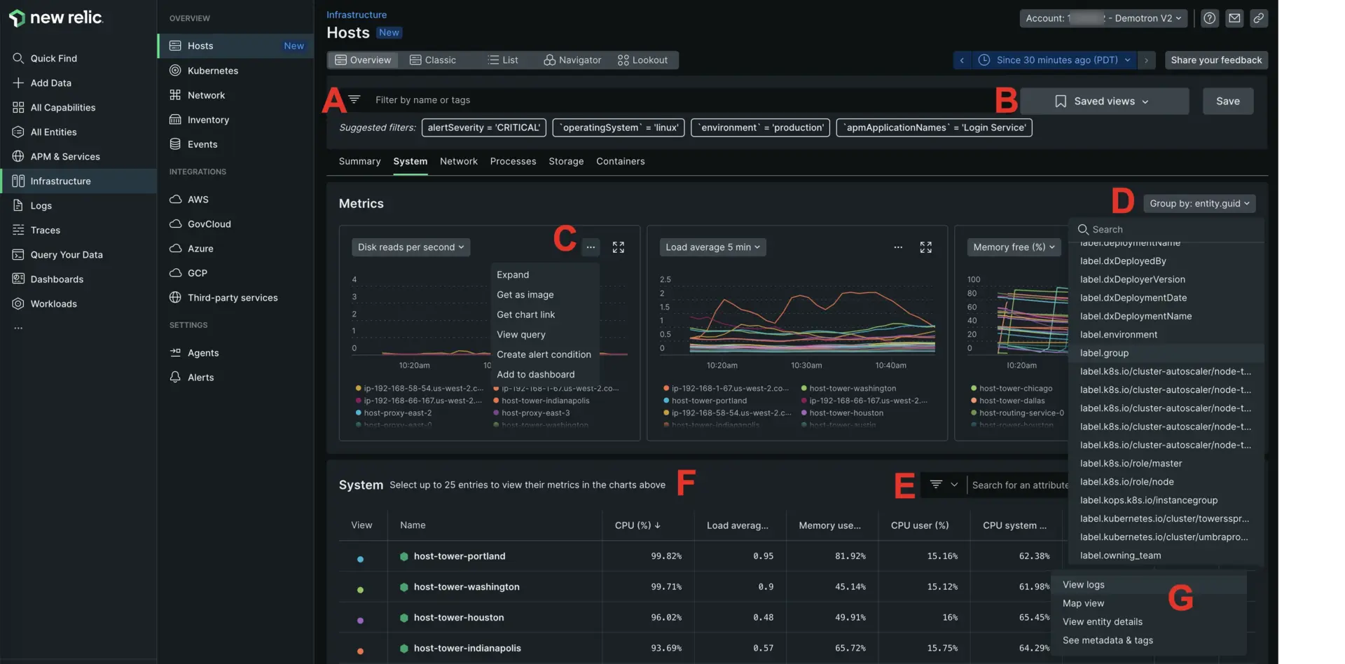 Infrastructure UI - Hosts UI options