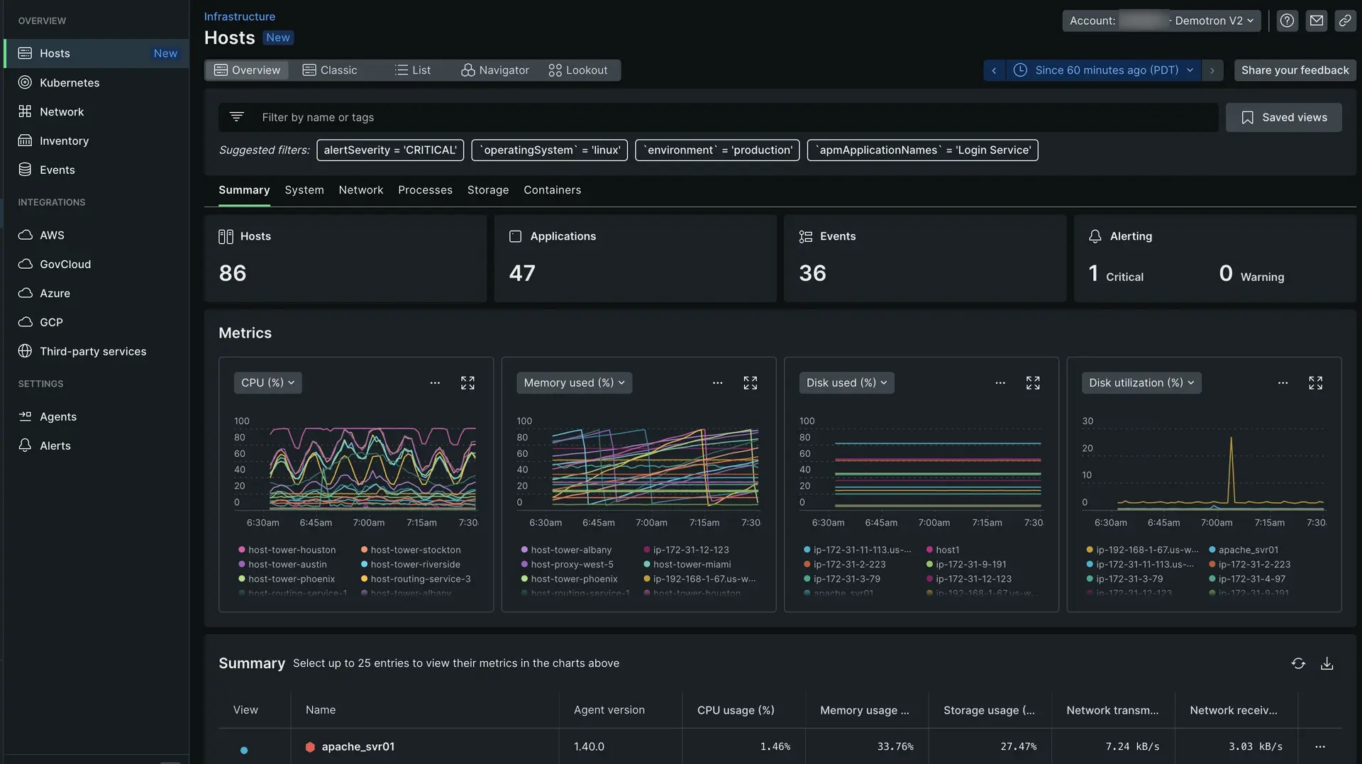 Infrastructure UI - Main hosts UI