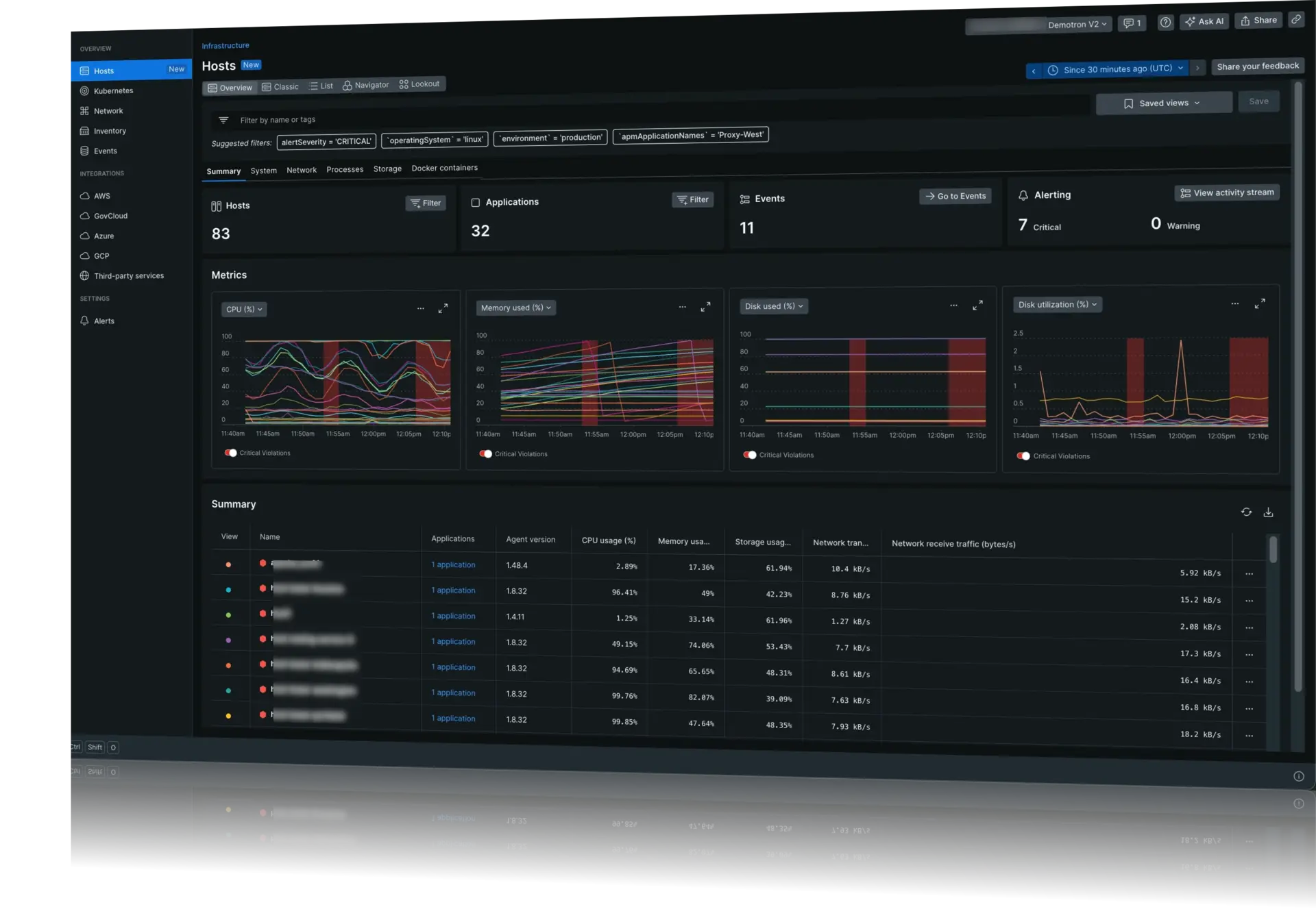 New Relic infrastructure