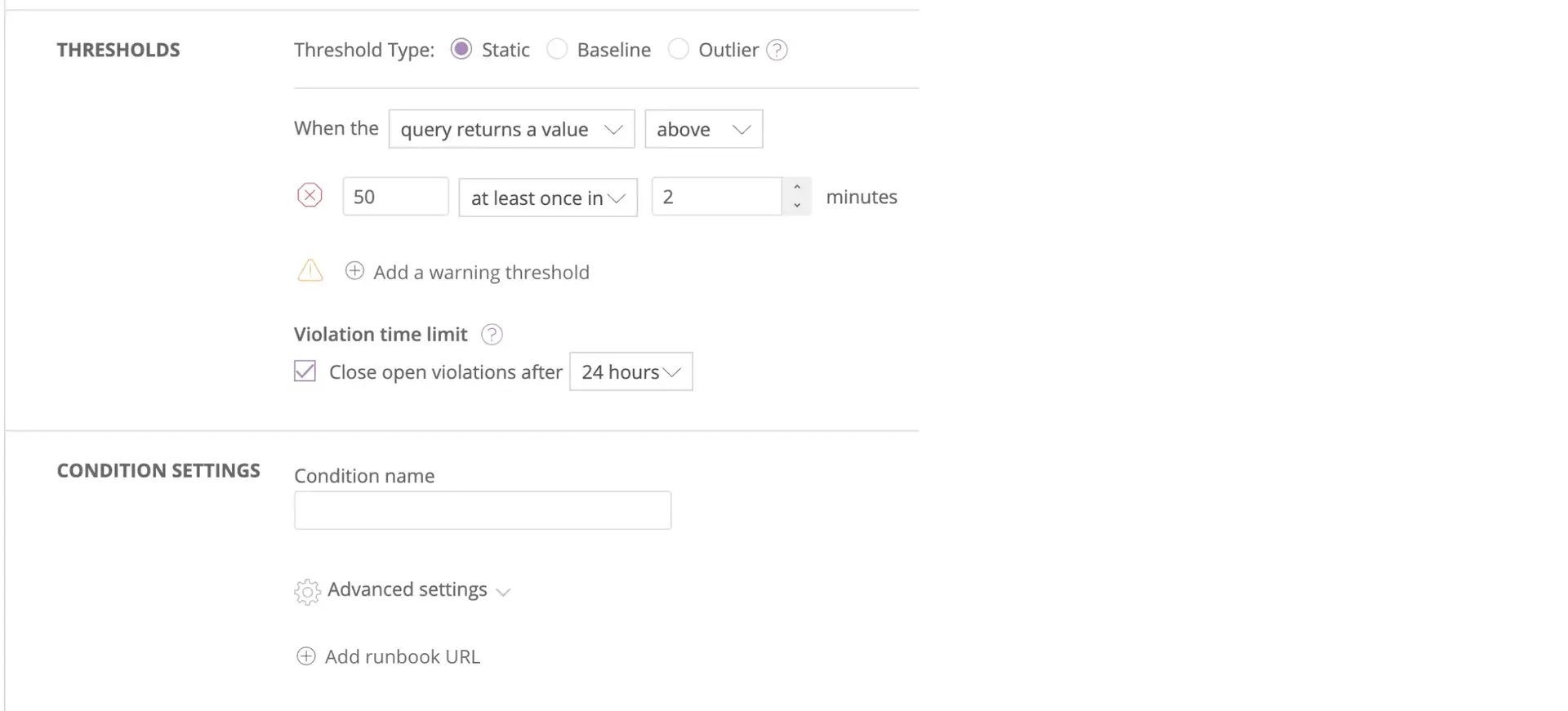 StatsD NRQL alert condition creation example