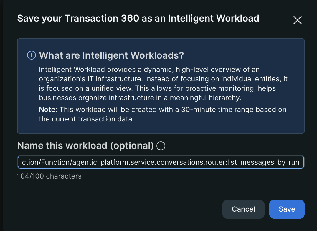 Select entity for Intelligent Workload Screenshot showing entity selection step in Intelligent Workload creation