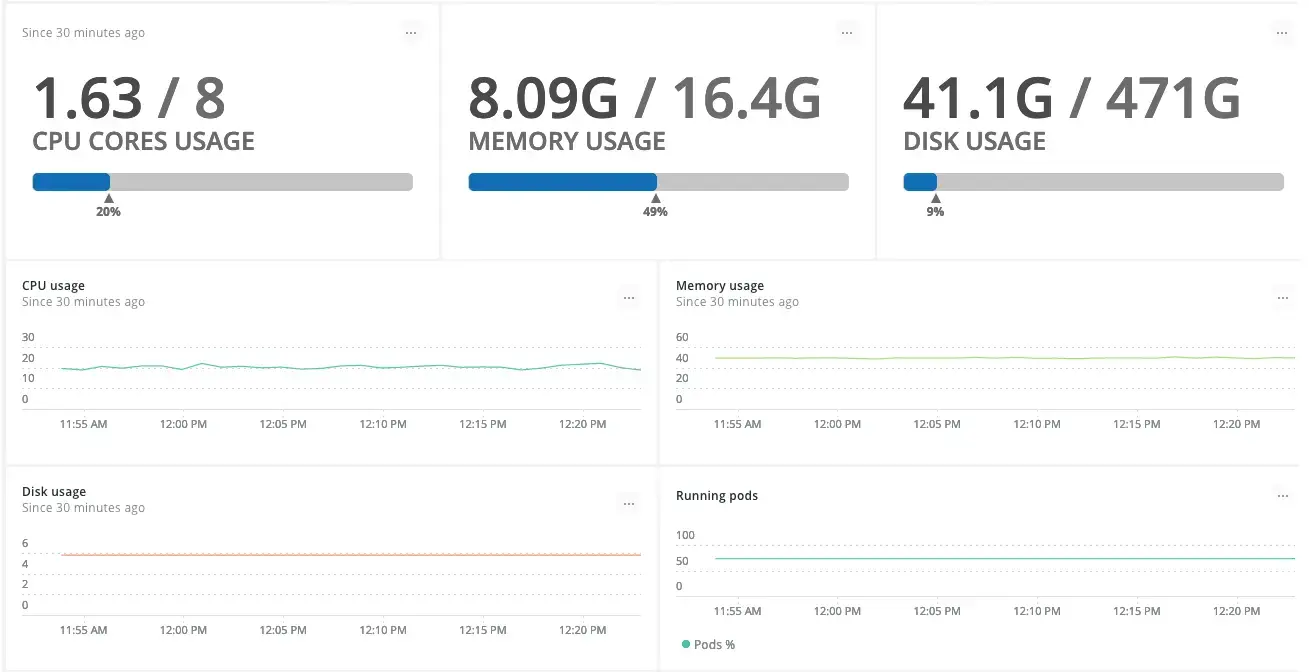 New Relic - Cluster explorer - Dashboard detail