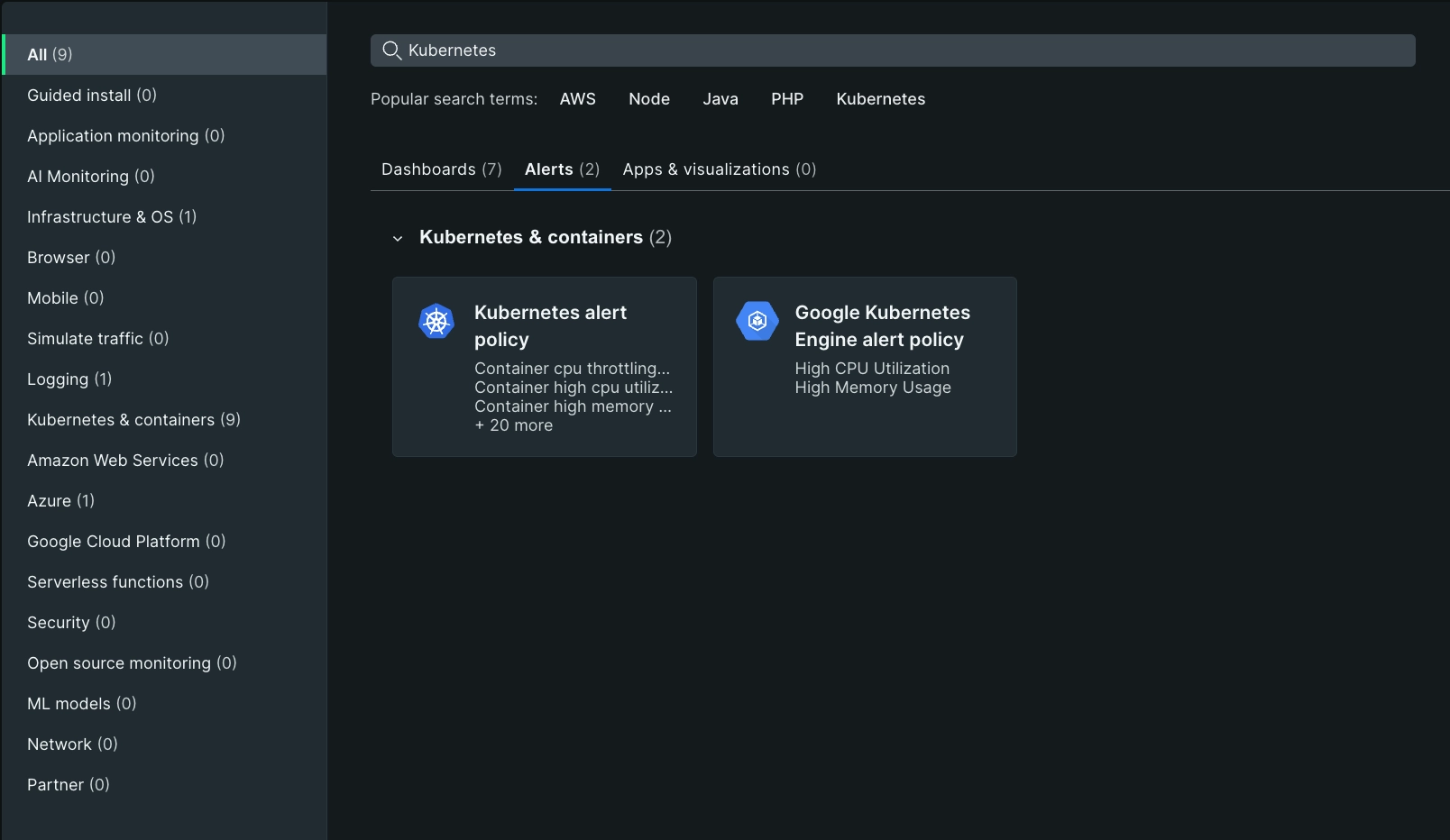 Add Kubernetes alerts