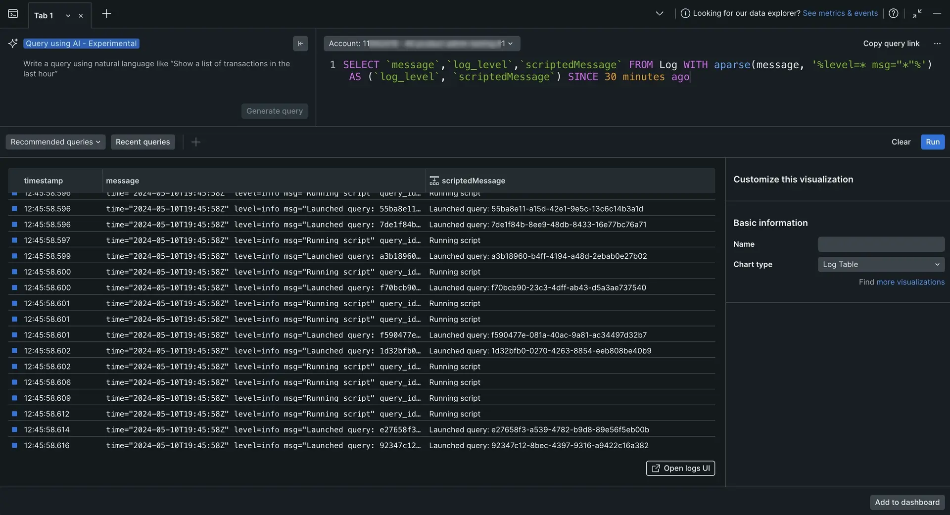 Screenshot showing the query behind the parsing rule