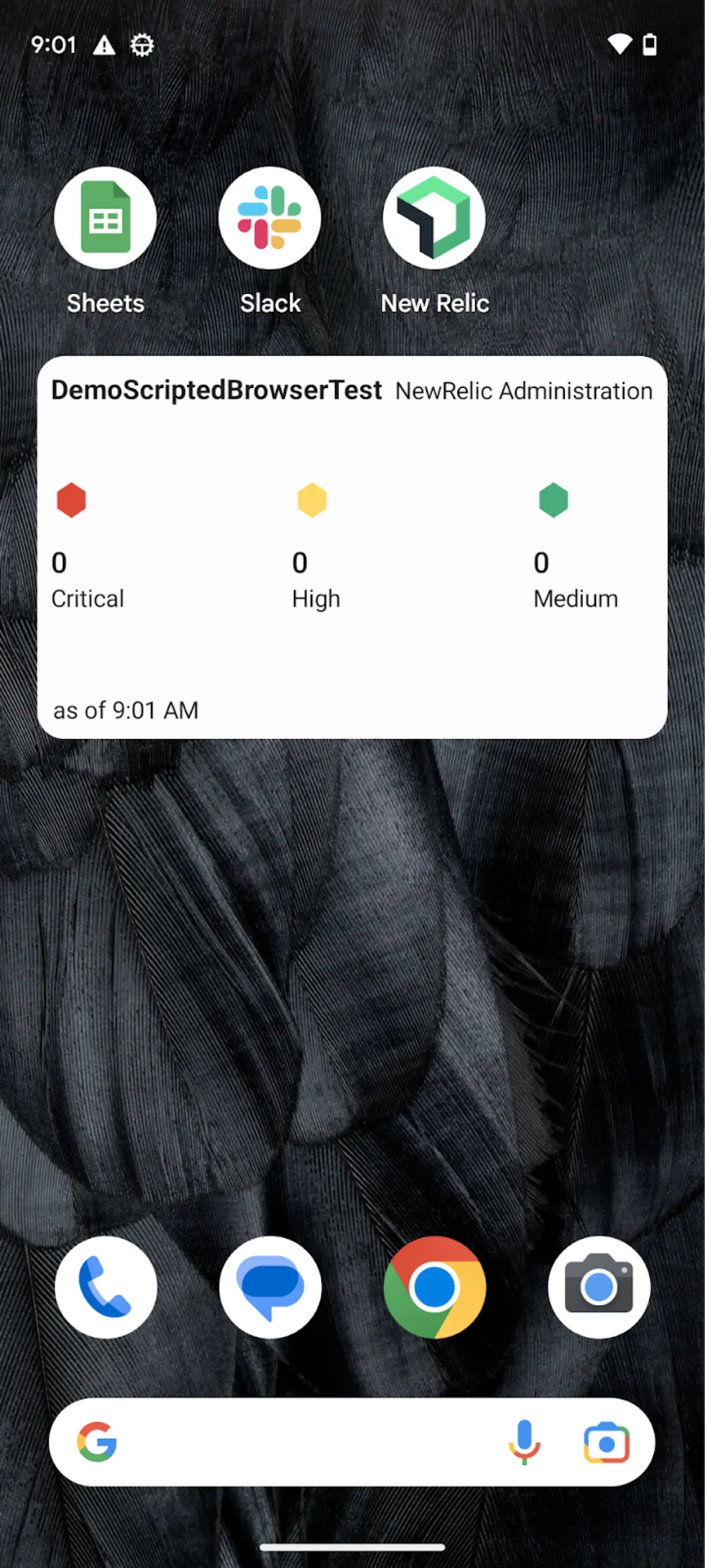 A screenshot of the synthetic monitors widget