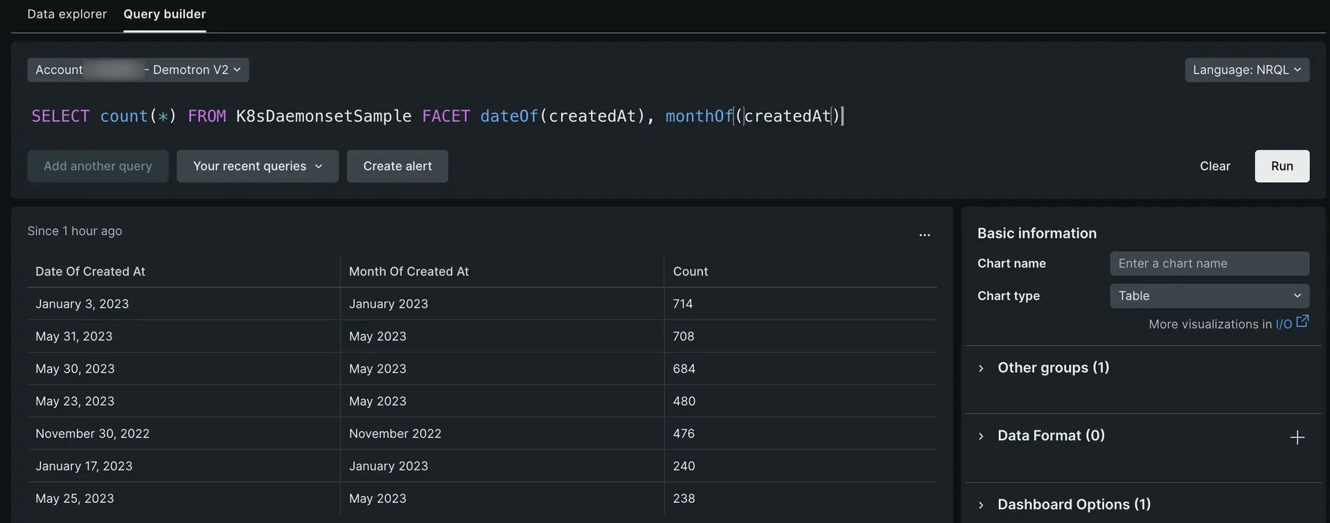 NRQL facet by time with two functions