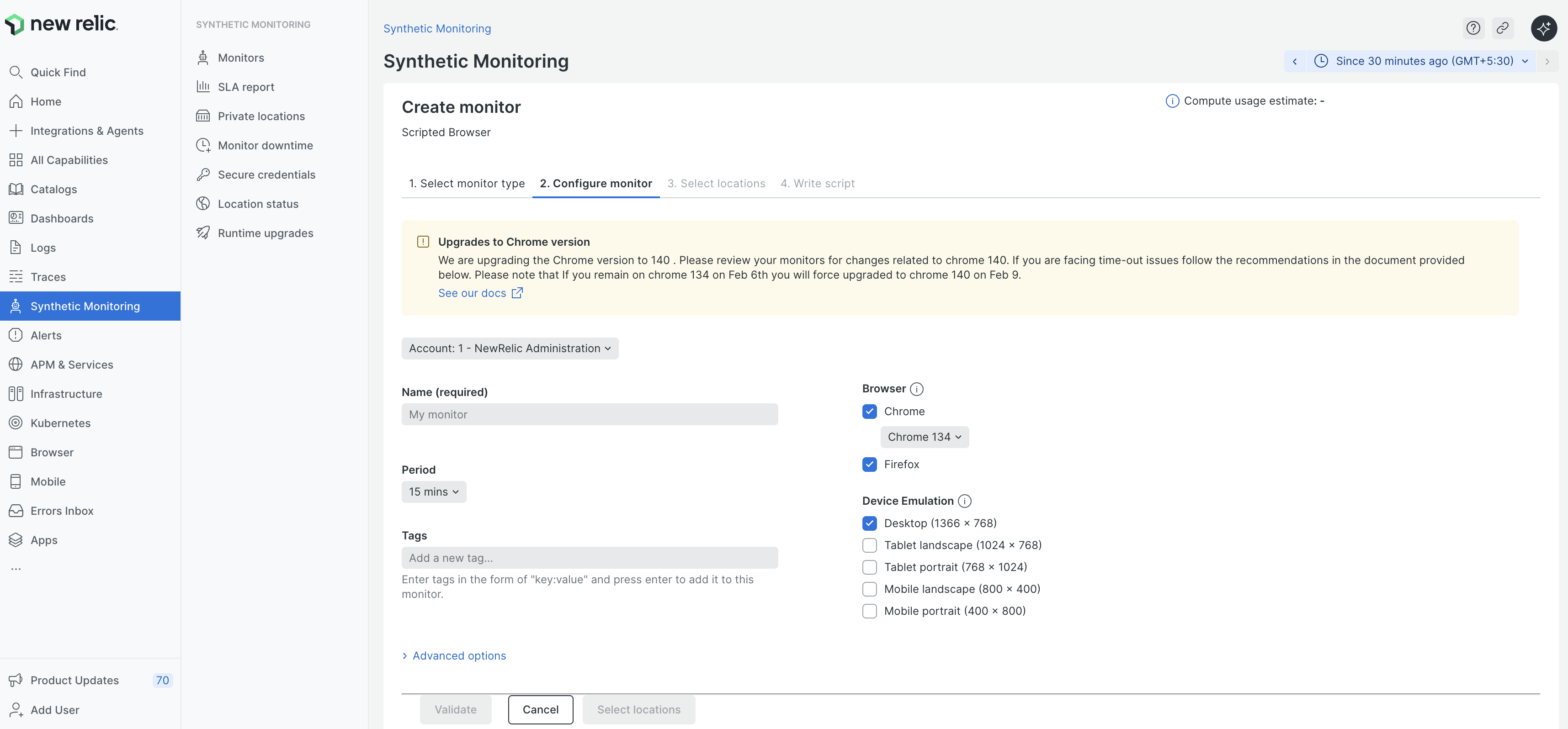 Chrome version Image of the Chrome version changes
