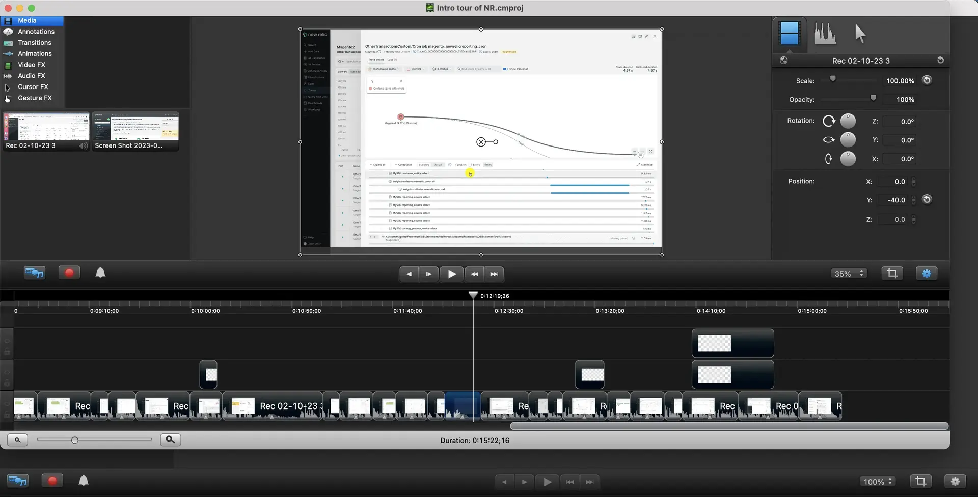 Camtasia editing interface