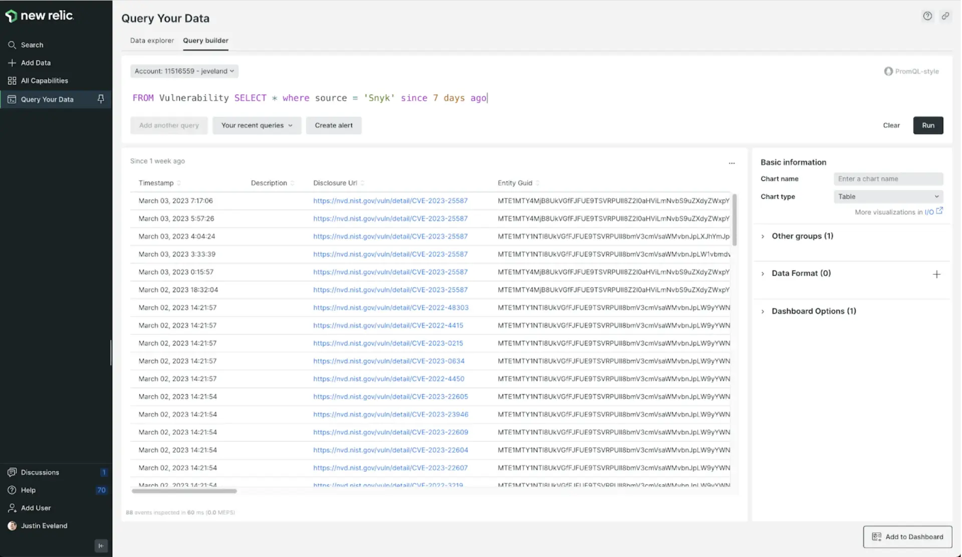 Query vulnerability events