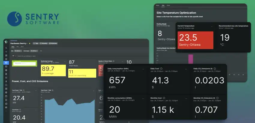 Image showing Hardware Sentry quickstart dashboard for New Relic.
