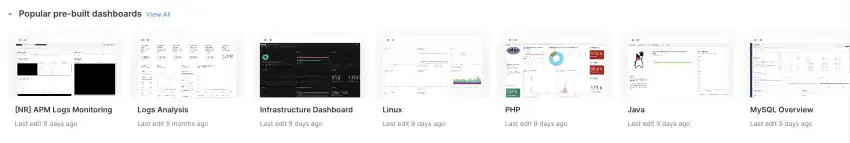 The new Popular pre-built dashboards section.