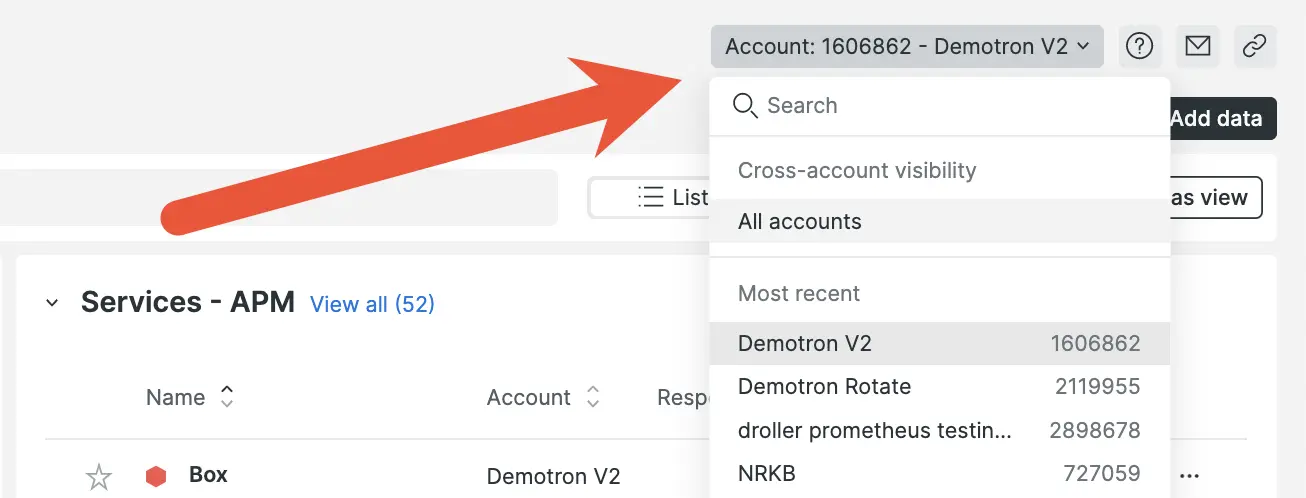 The account switcher lets you switch between accounts.