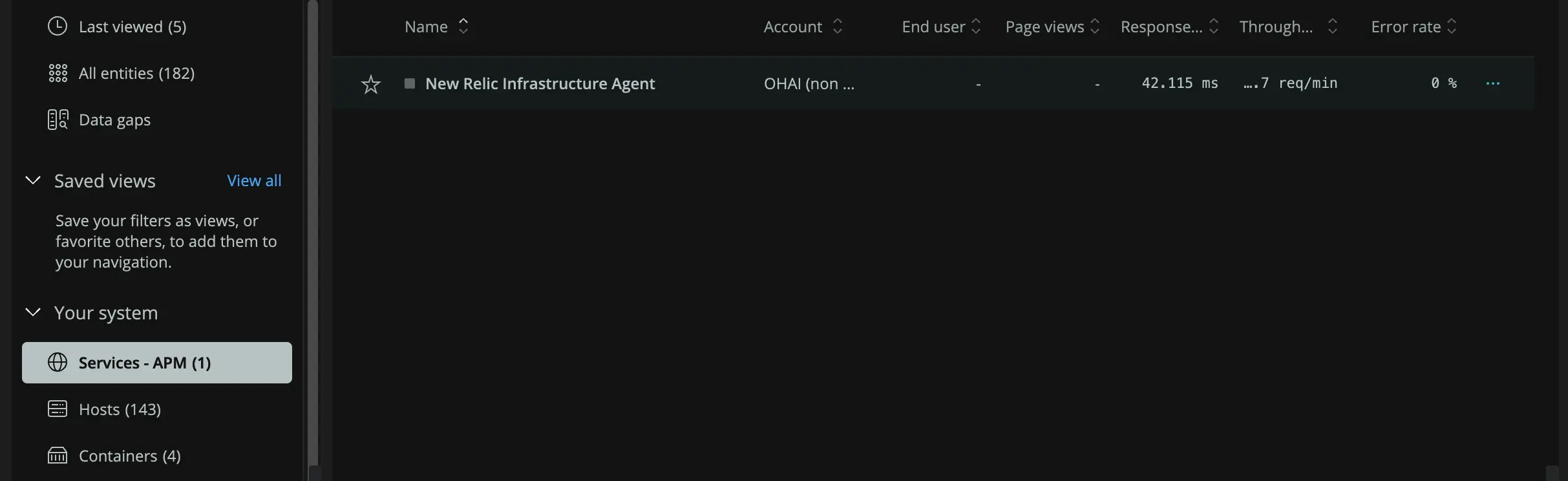 Infrastructure agent APM application in entity explorer