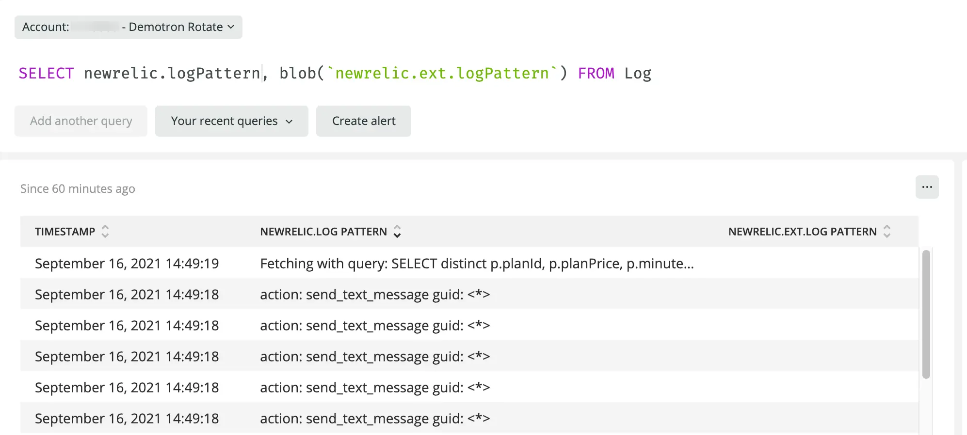 Screenshot of Log blobs query in UI