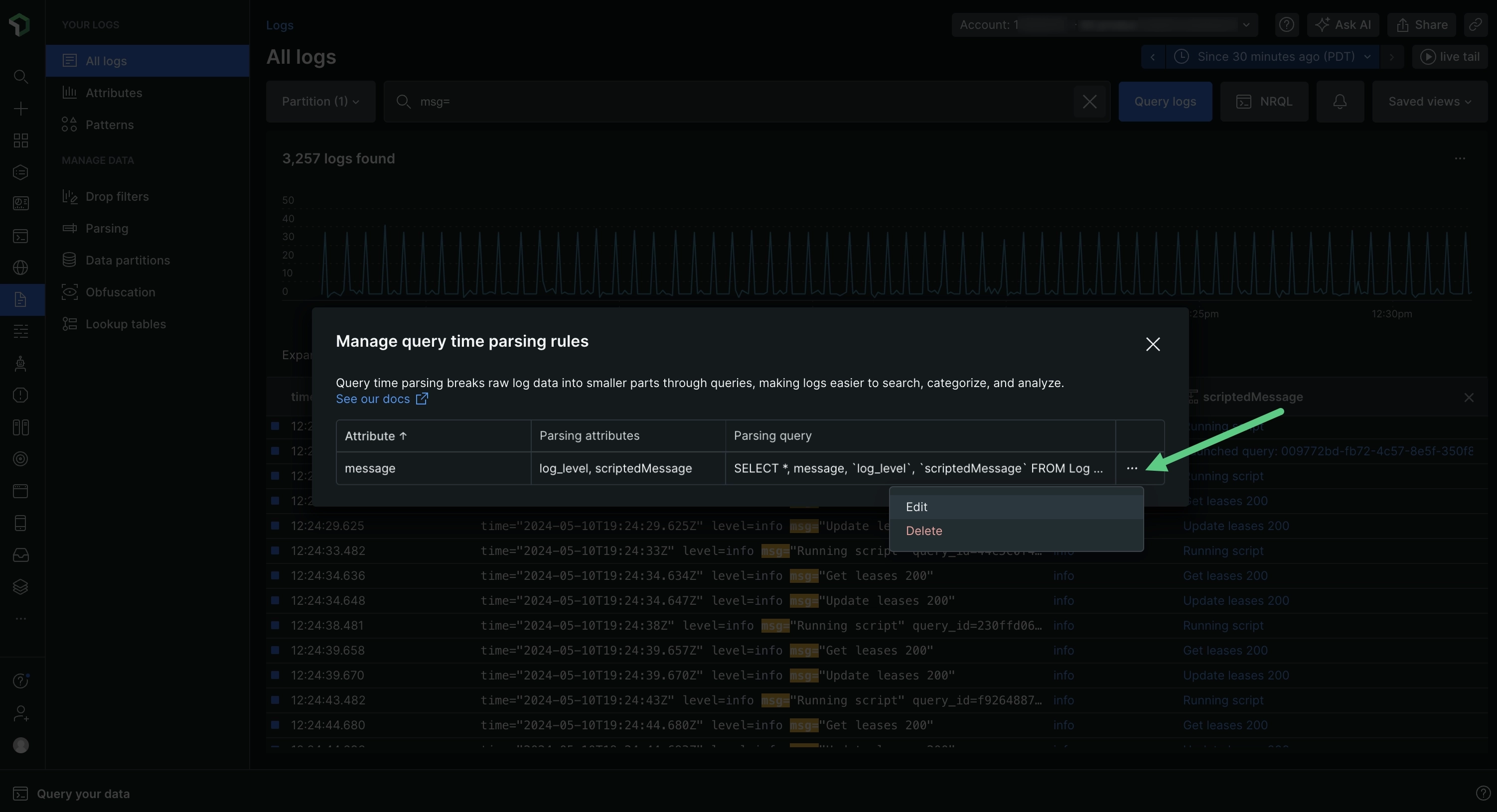 Screenshot showing the rules manager