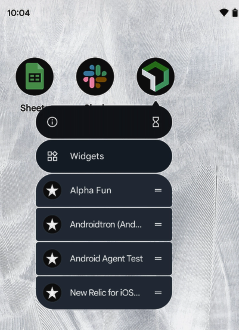 A screenshot of some favorites on the home screen.