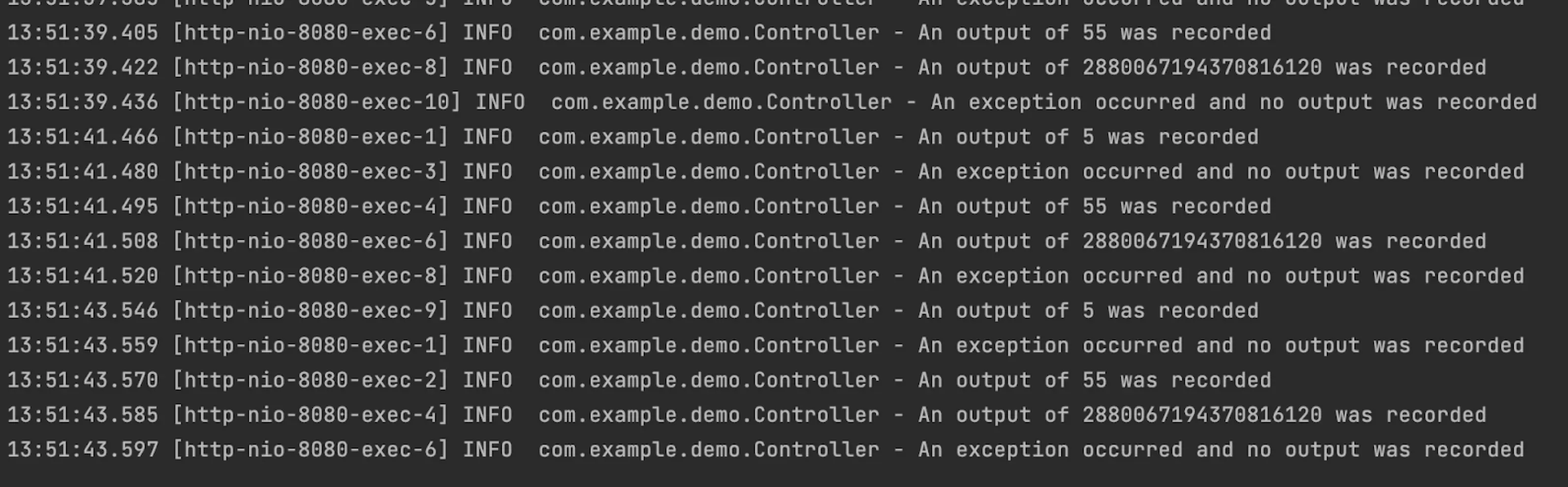 Screenshot showing logs in a terminal