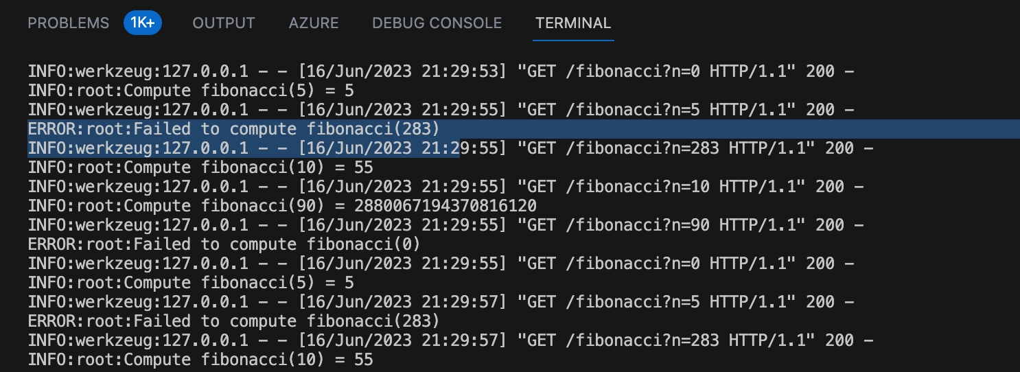 Screenshot showing logs in a terminal