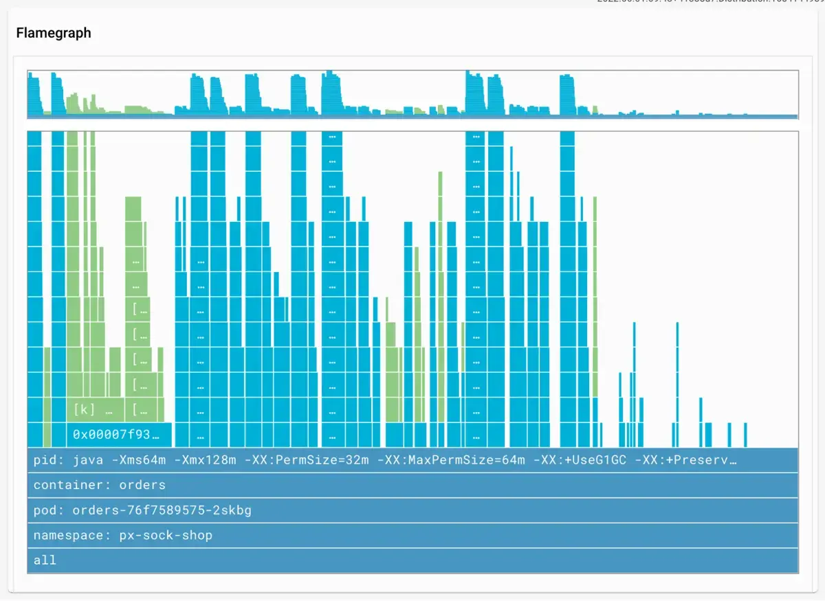 Check a pod's CPU profile using Pixie