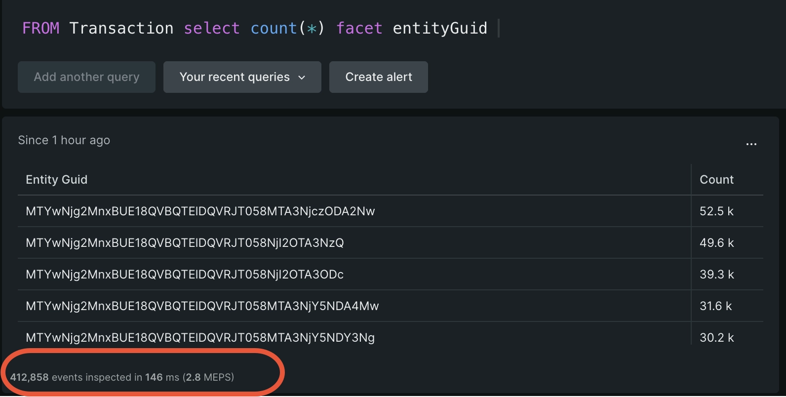 New Relic inspected event count