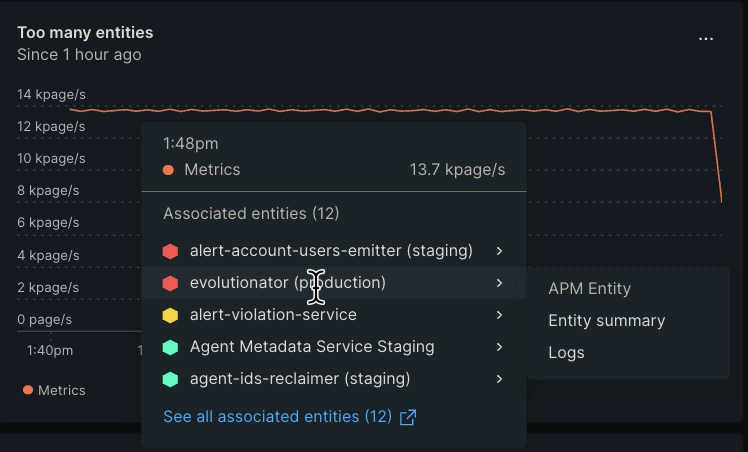 Screenshot showing a list of related experiences